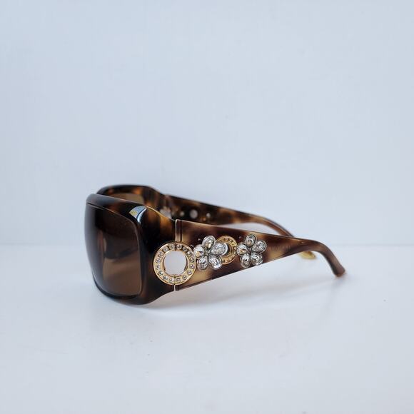 Vintage Bvlgari Womens Sunglasses Brown Frame Blingy Rhinestone Designer READ - Picture 3 of 7